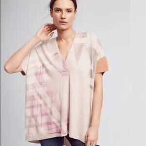 Moth / Anthropology Cotton Wool Cashmere Blend V-Neck Pullover Oversized Top